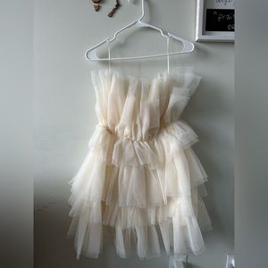 VICI Dolls Lille Strapless Tulle Mini Dress in Cream - used once